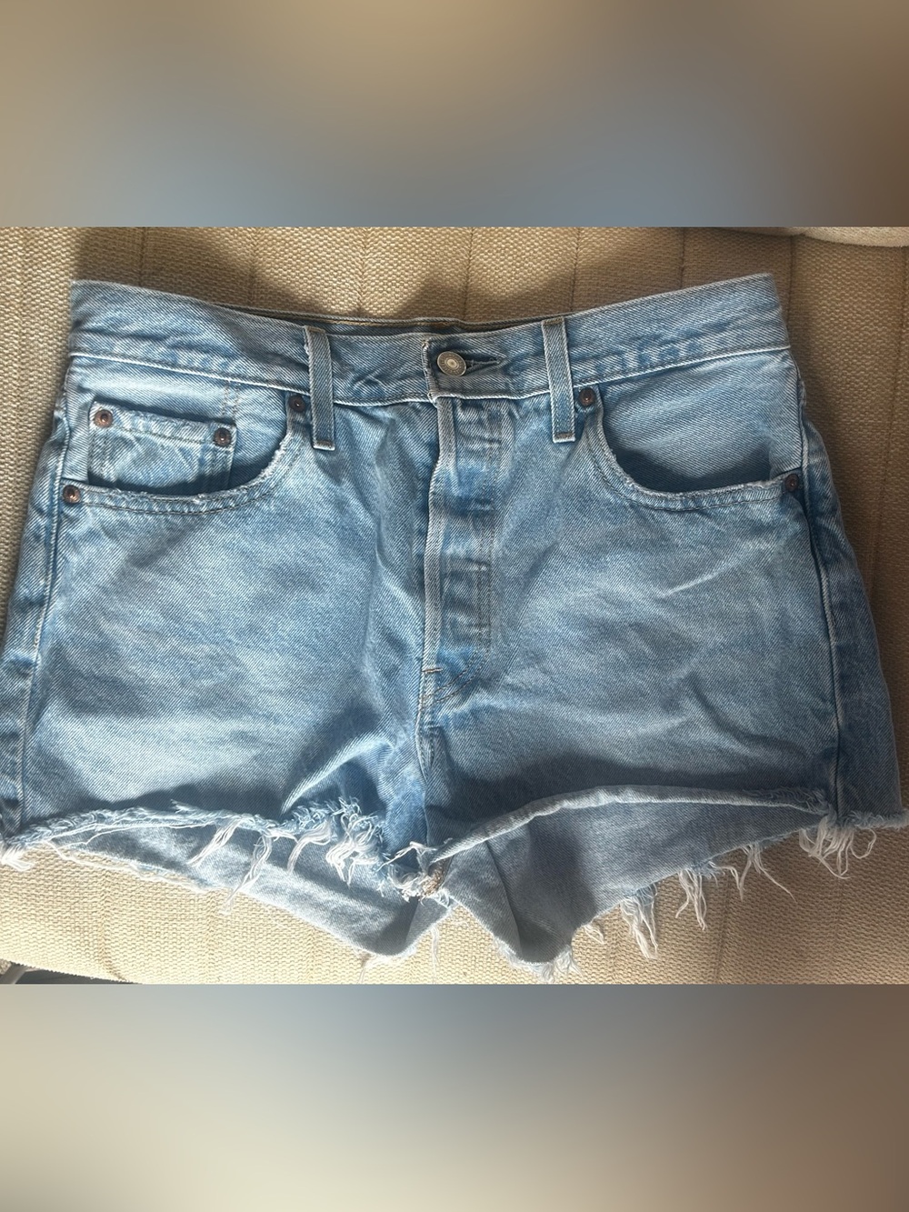 Levi’s 501 Original Cutoff Denim Shorts W29 Light Wash Button Fly
